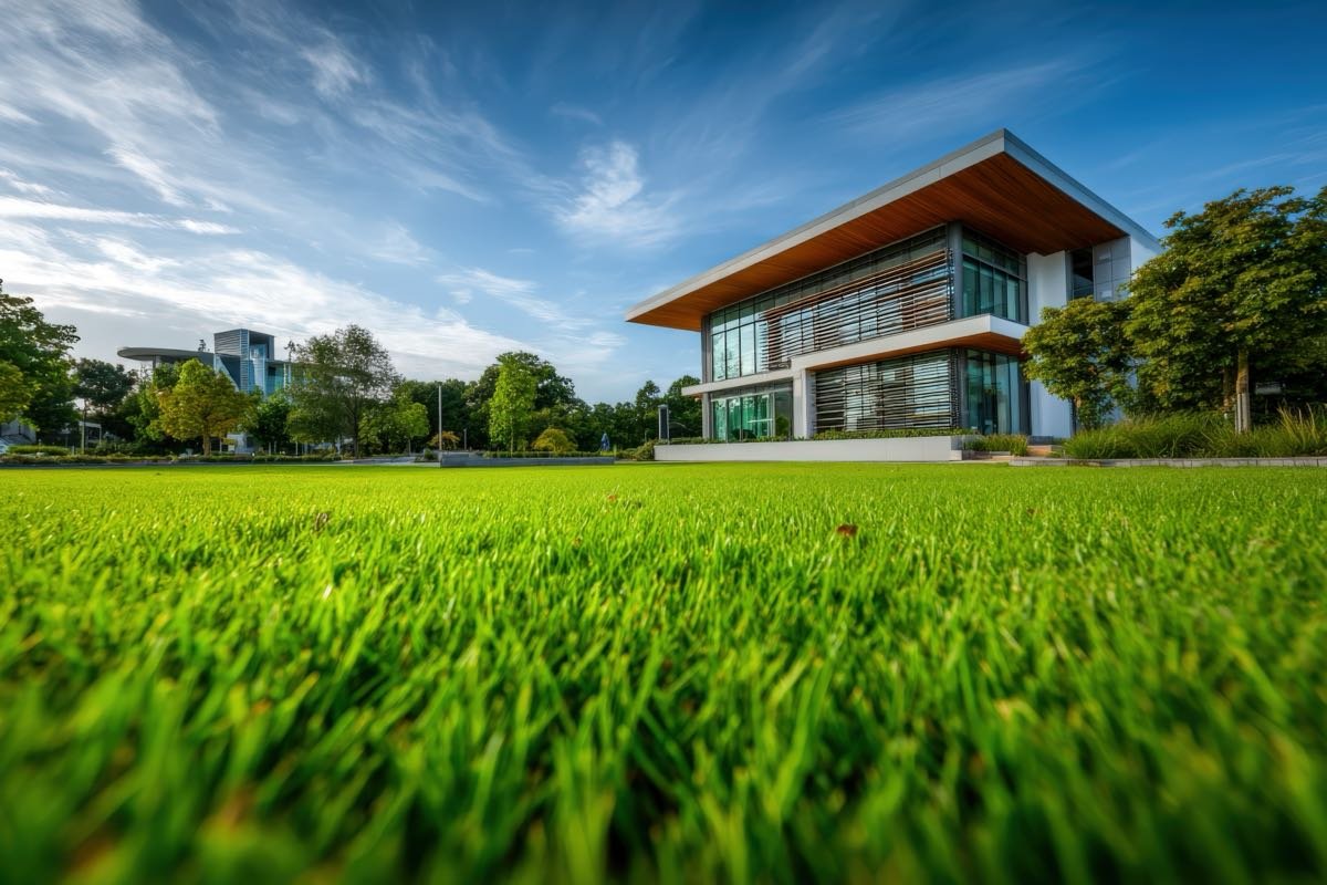 Backyard putting green with surrounding chipping fringe area